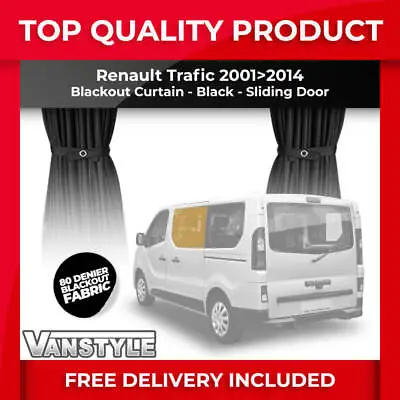 Fits Renault Trafic 01>14 Tailored Blackout Fabric Sliding Door Curtain Black • £30.59